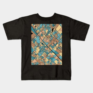 Brampton Map Pattern in Mid Century Pastel Kids T-Shirt